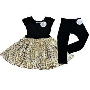 Dot Dot Smile Toddler Girl Size 2T Cap Sleeve Dress + Black Leggings Set NWT